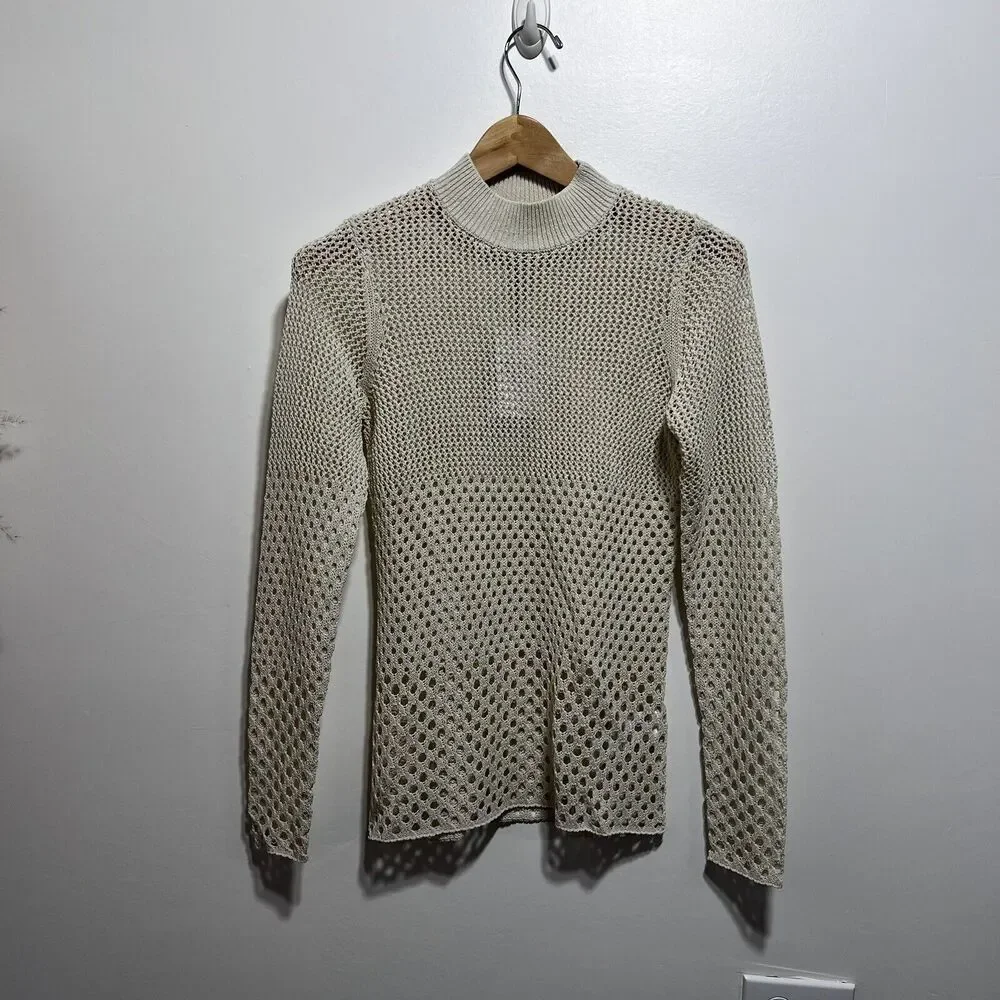 REISS Roni Open-Knit Jumper Pullover Sweater Crewneck in Natural Size S NWT